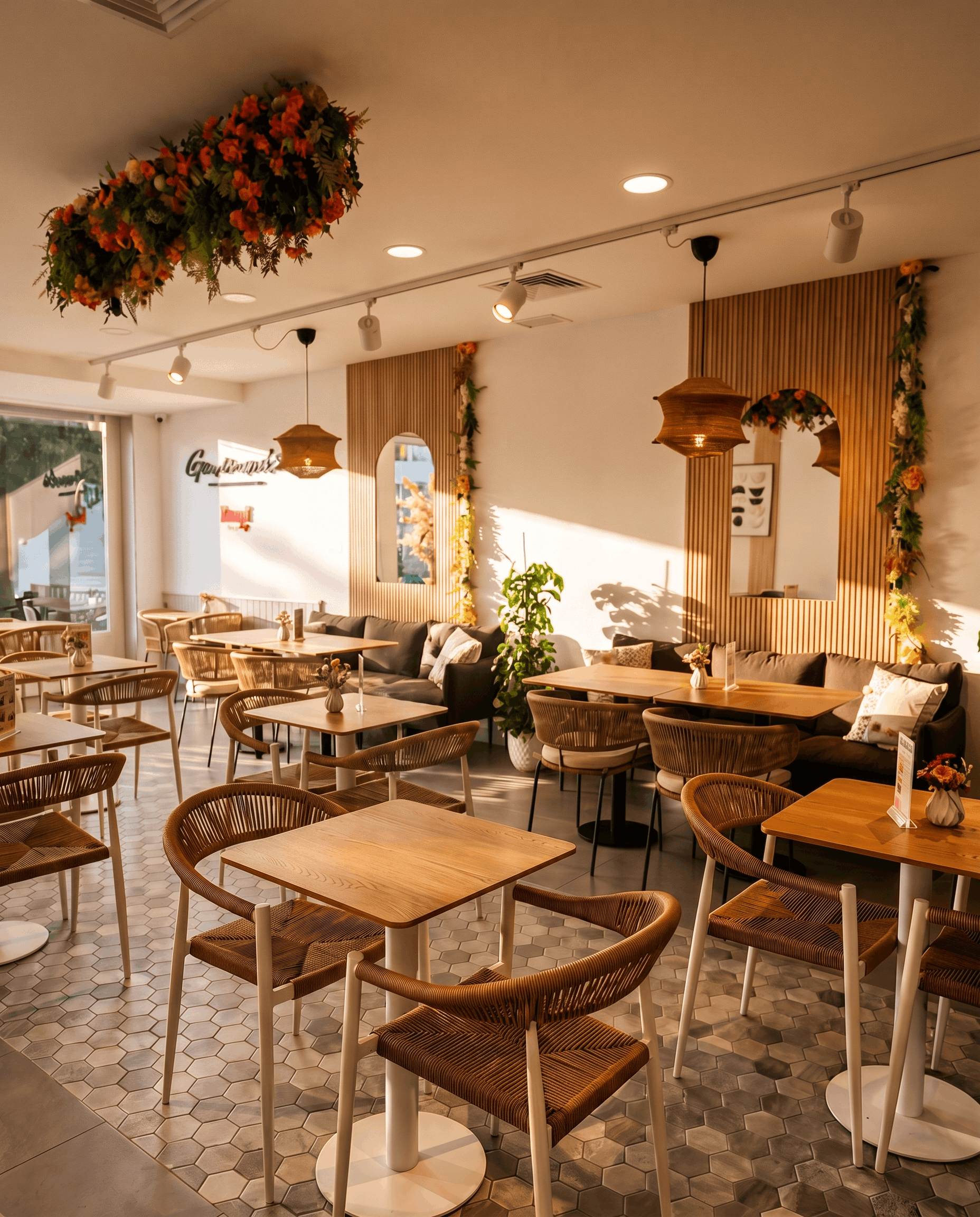 Interior acolhedor do Gourmandise em Paredes